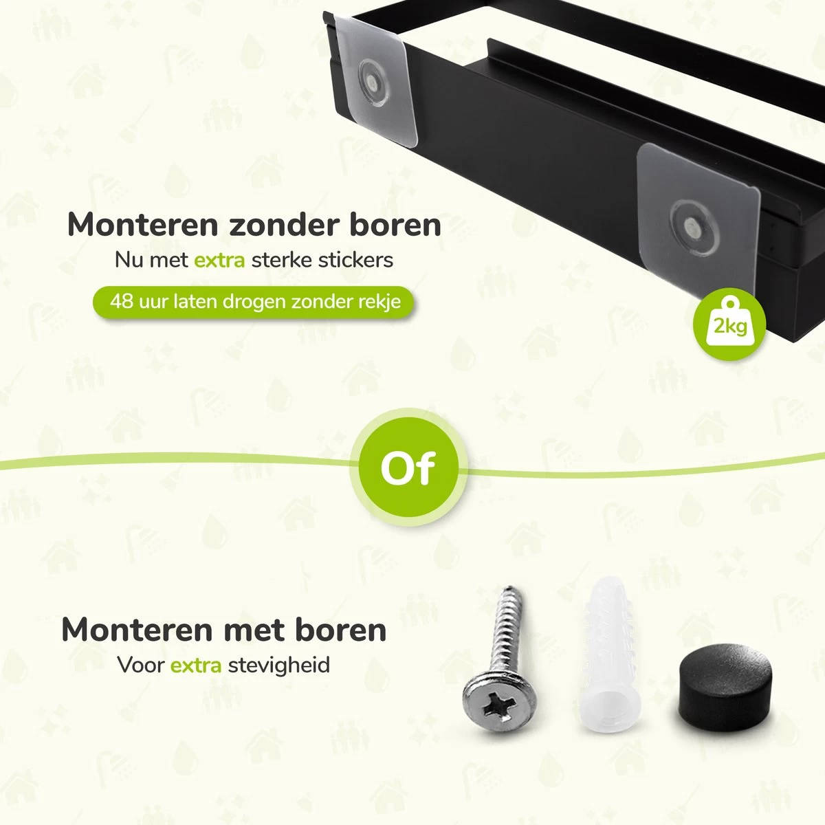 Doucherek Zwart 30 CM - Badkamer Rekje Douche - Zonder Boren - Douchemandje - Afbeelding 4