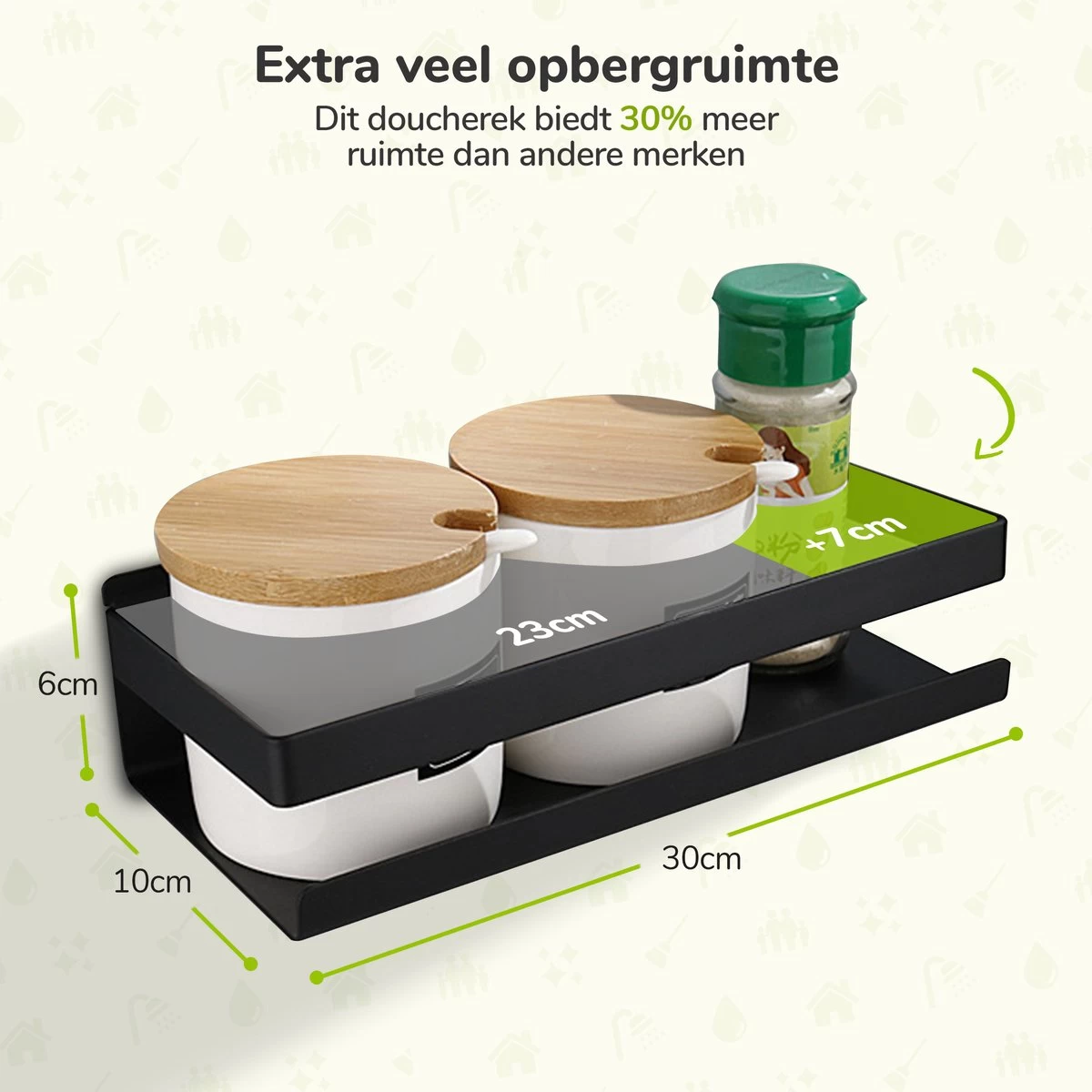 Doucherek Zwart 30 CM - Badkamer Rekje Douche - Zonder Boren - Douchemandje - Afbeelding 5