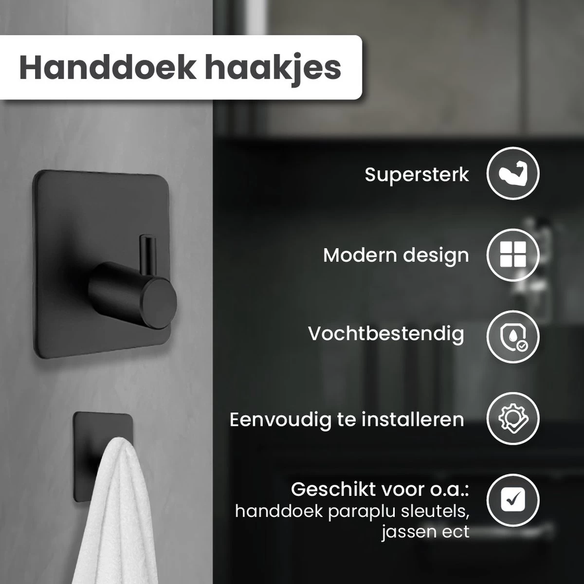 Dubbele Doucherek Zwart Zonder Boren – Sterke Lijmbasis - Badkamer Rek – Hoek – Doucherekjes – Incl. Schroeven – Incl. 2 Haken - Afbeelding 3