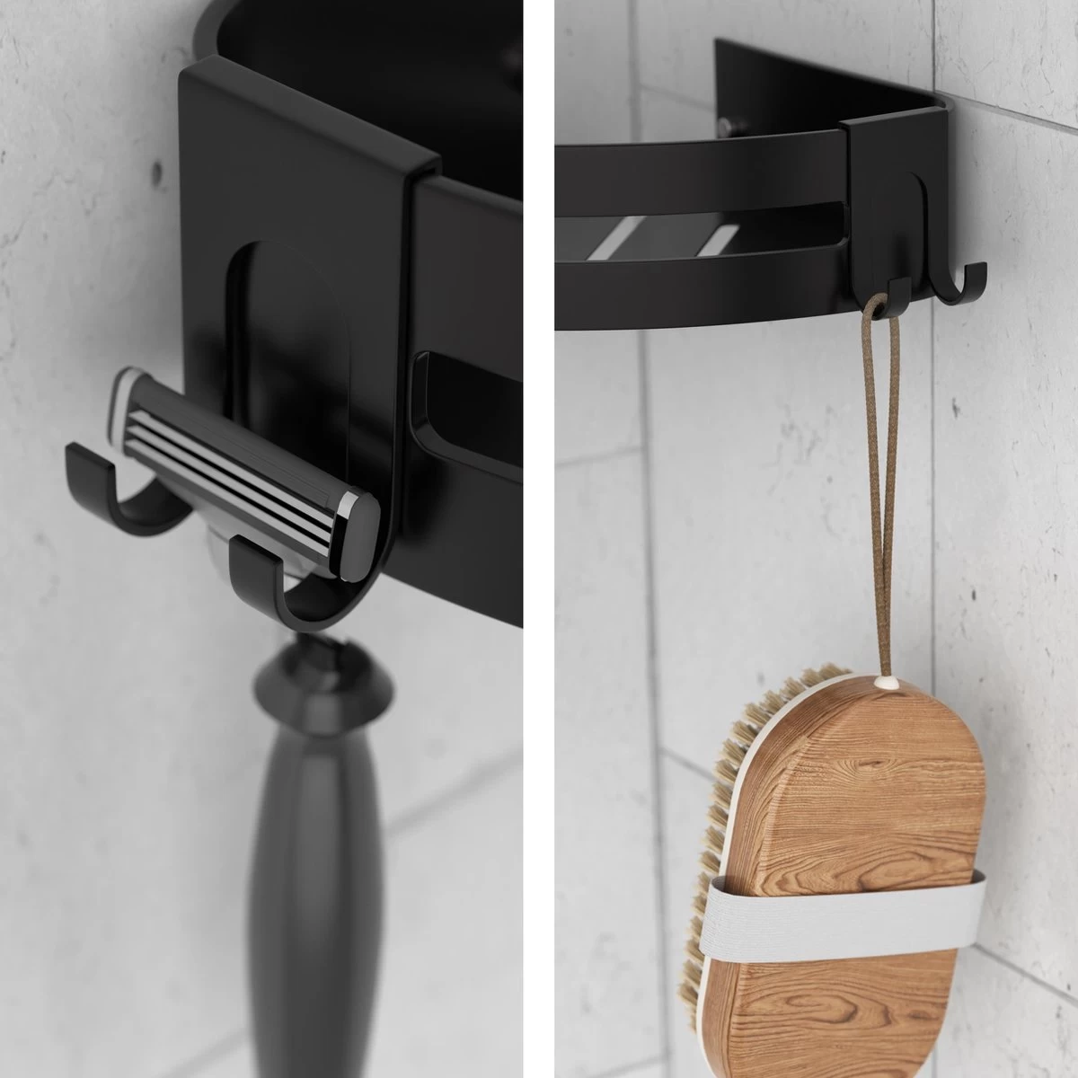 Sanicraft® Doucherekje - Doucherekje Zonder Boren - Geschikt Voor Elk Type Muur - Doucherekje Hangend - Doucheplank - Doucherekje Hoek - Doucherekje Zwart - Afbeelding 3