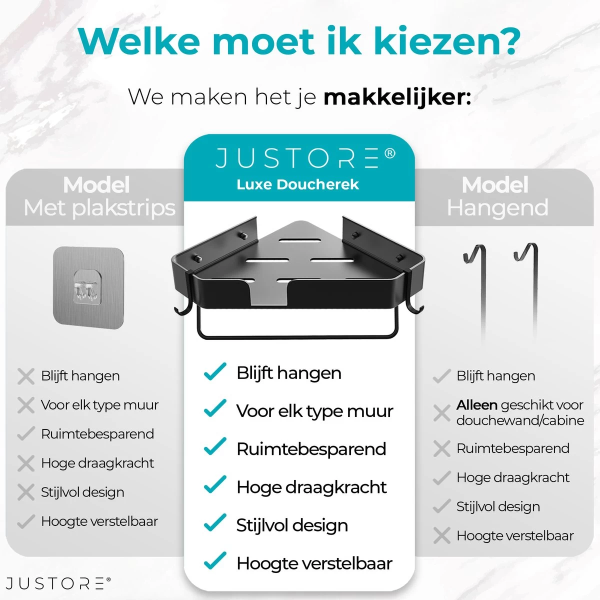 Luxe Doucherek Zonder Boren – 1/2/3 Laags – 32 Cm – Hangend – Aluminium – Zwart - Afbeelding 12