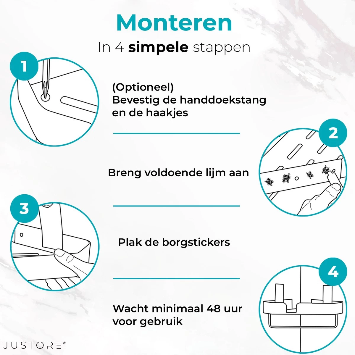 Luxe Doucherek Zonder Boren – 1/2/3 Laags – 32 Cm – Hangend – Aluminium – Zwart - Afbeelding 14