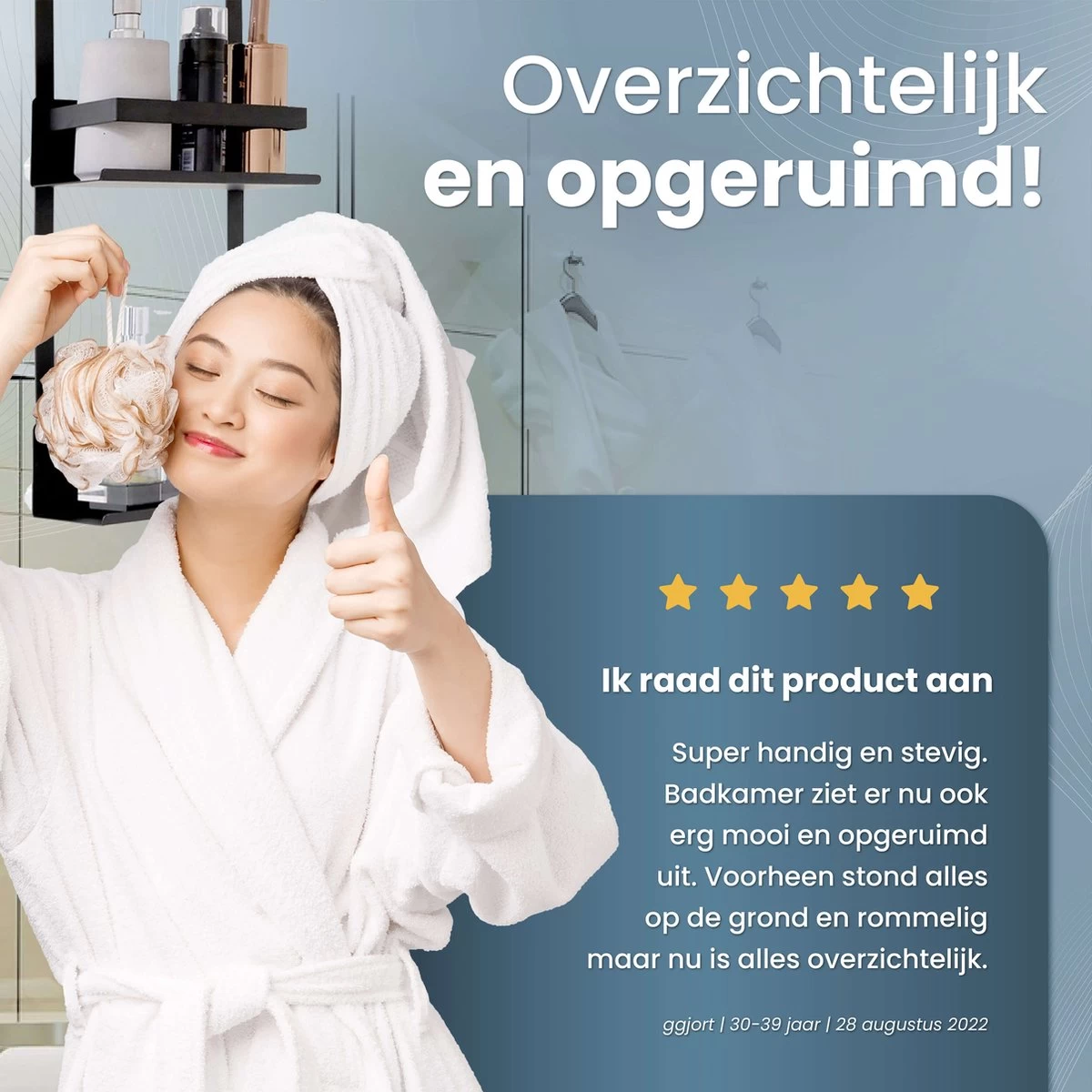 Rohzzi Doucherek Zonder Boren - 30 Dagen Uitproberen - Doucherek Hangend - Badkamer Accessoires - RVS - 2 Laags - Afbeelding 9