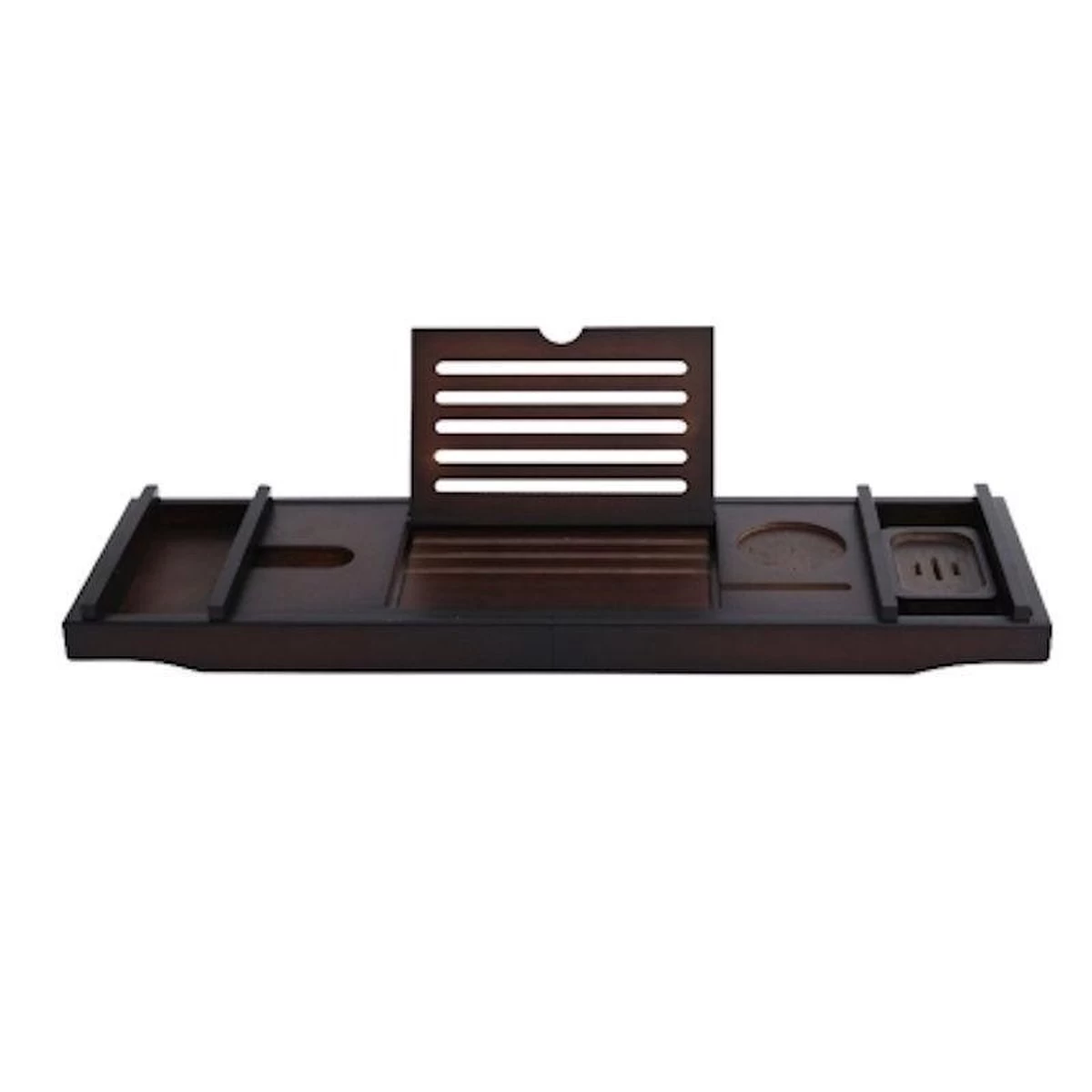 Merkloos Decopatent® Badplank - Uitschuifbaar 75 -> 110 Cm - Verstelbaar Bamboe Badrekje Voor In Bad - Boekenhouder - Tablethouder - Bruin - Afbeelding 2