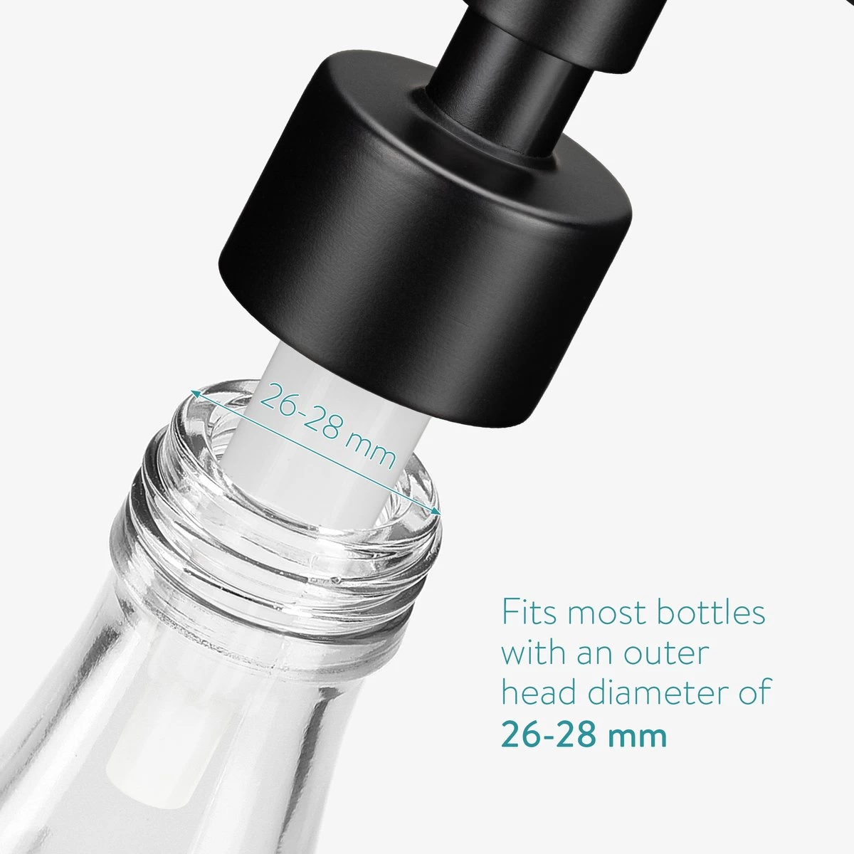 Navaris Roestvrijstalen Zeepdispenserkop Set X2 - Opschroefbare Pompkop Voor Flessen - 26-28 Mm Mondstuk Voor Vloeistof, Lotion - Zwart - Afbeelding 3