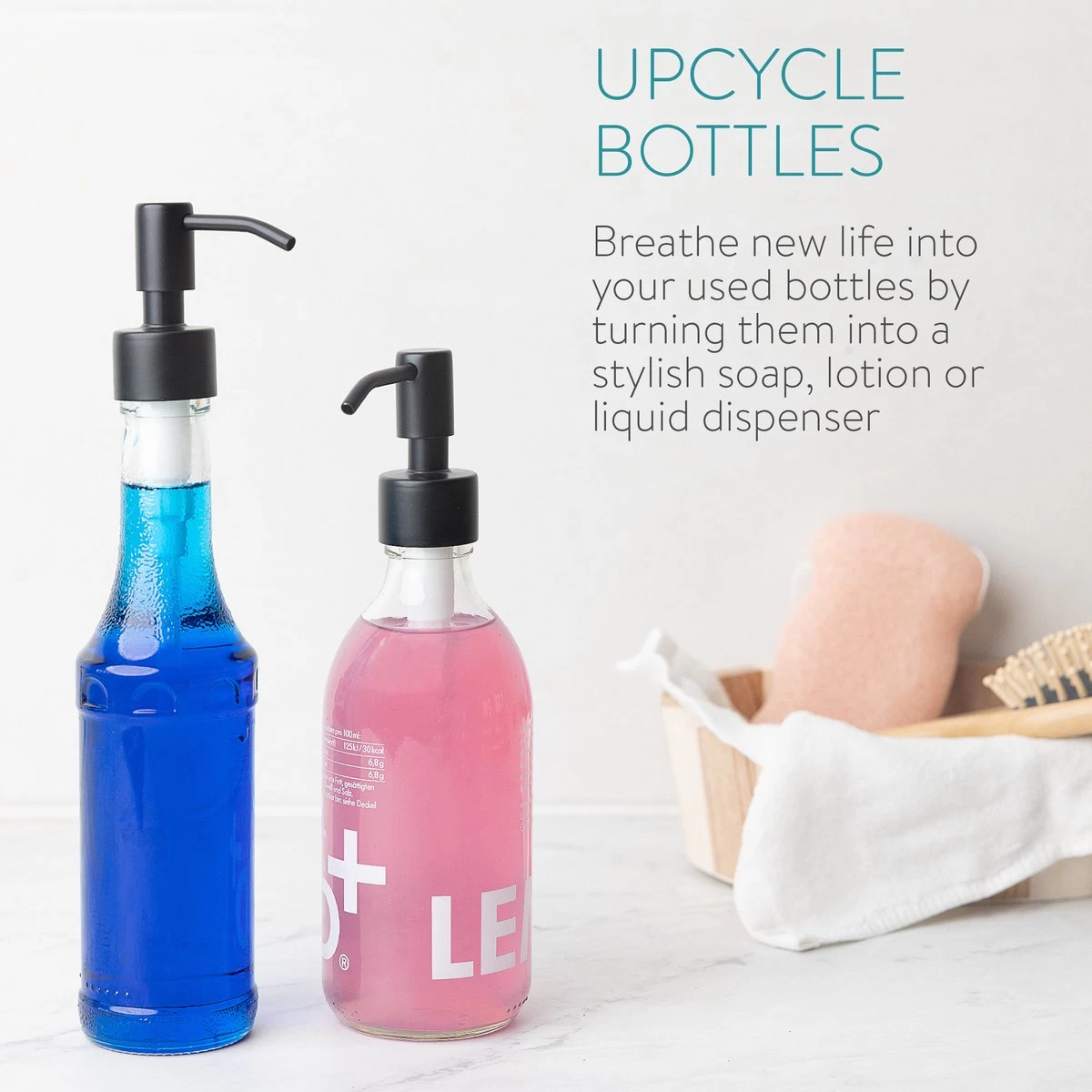 Navaris Roestvrijstalen Zeepdispenserkop Set X2 - Opschroefbare Pompkop Voor Flessen - 26-28 Mm Mondstuk Voor Vloeistof, Lotion - Zwart - Afbeelding 5