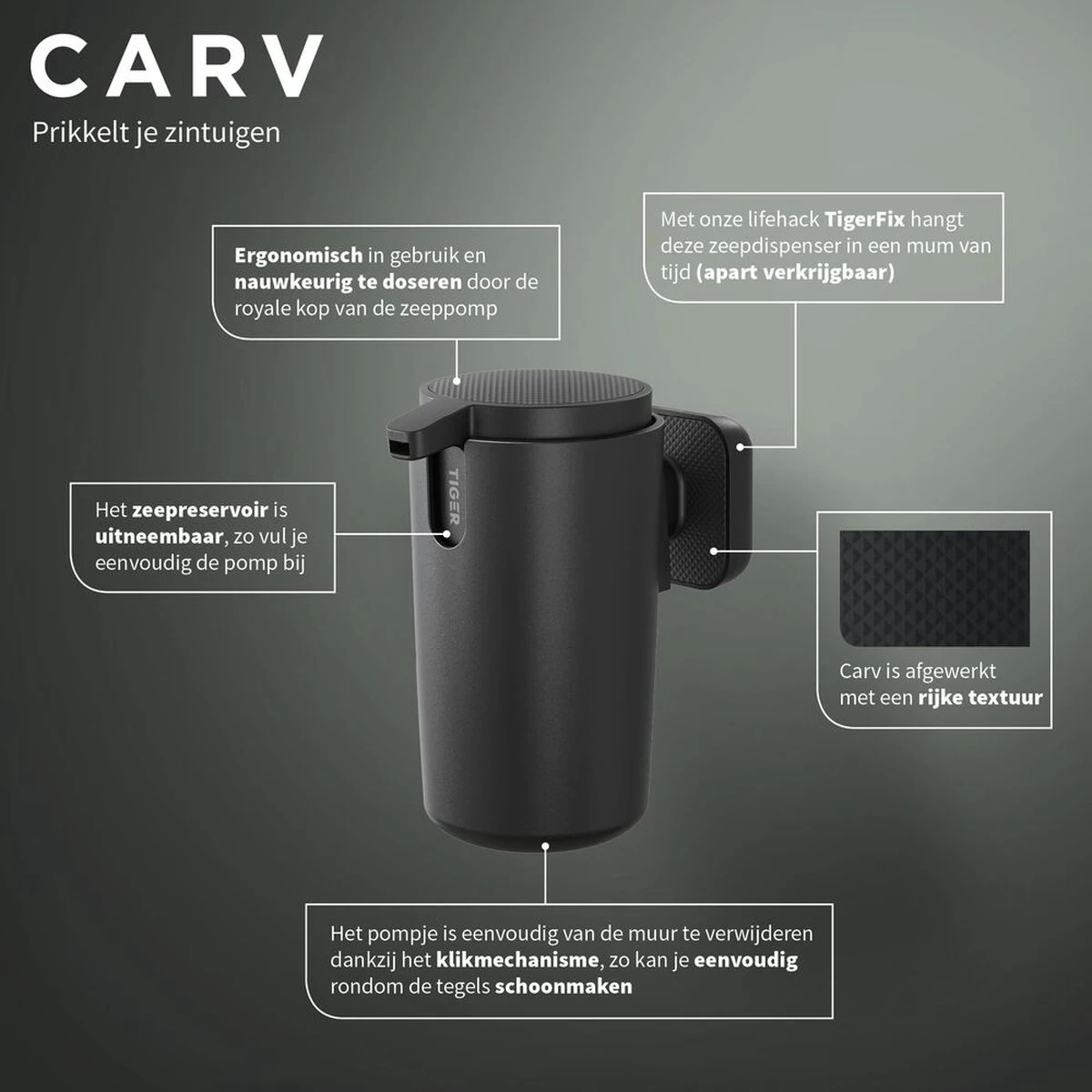 Tiger Carv - Zeepdispenser 175 Ml - Zwart - Afbeelding 6