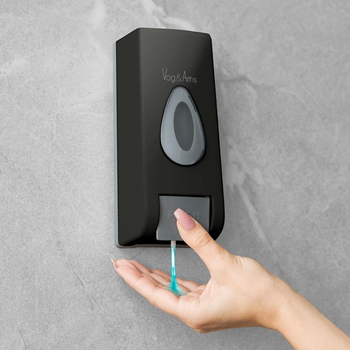 Vog&Arths - Zeepdispenser Wandmontage - Hangend Zeeppompje Muur - Zwart - Mechanische Zeep Pomp - 350ML - Zonder Batterijen! - Afbeelding 3