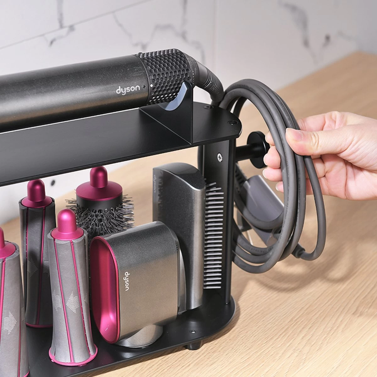 Houder Voor Dyson Airwrap (lange Versie) - Geschikt Voor 8 Accessoires - Passend Voor Dyson Airwrap Complete Long Multistyler - Zwart - Afbeelding 7