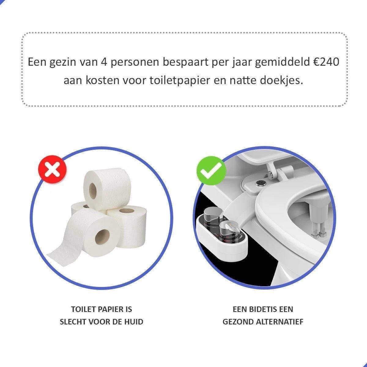 Bidet Handdouche Toilet Sproeier Shattaf Sprayer WC Papier Besparend - Dubbel Spray Warm & Koud Water - Badkamer Accessoires - Freshole® - Afbeelding 7