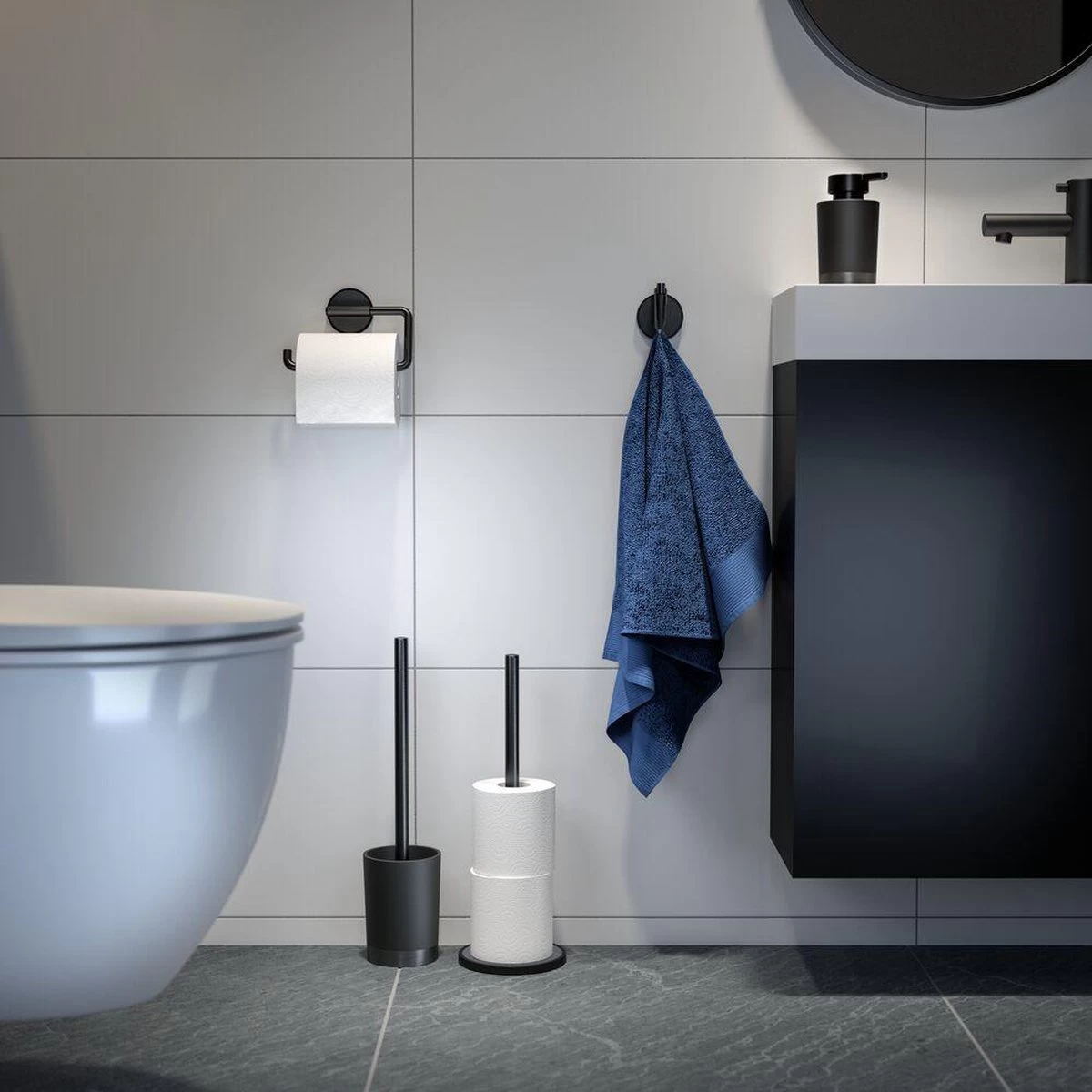 Tiger Tune - Toiletborstel Met Houder Vrijstaand - Zwart Metaal Geborsteld / Zwart - Afbeelding 4