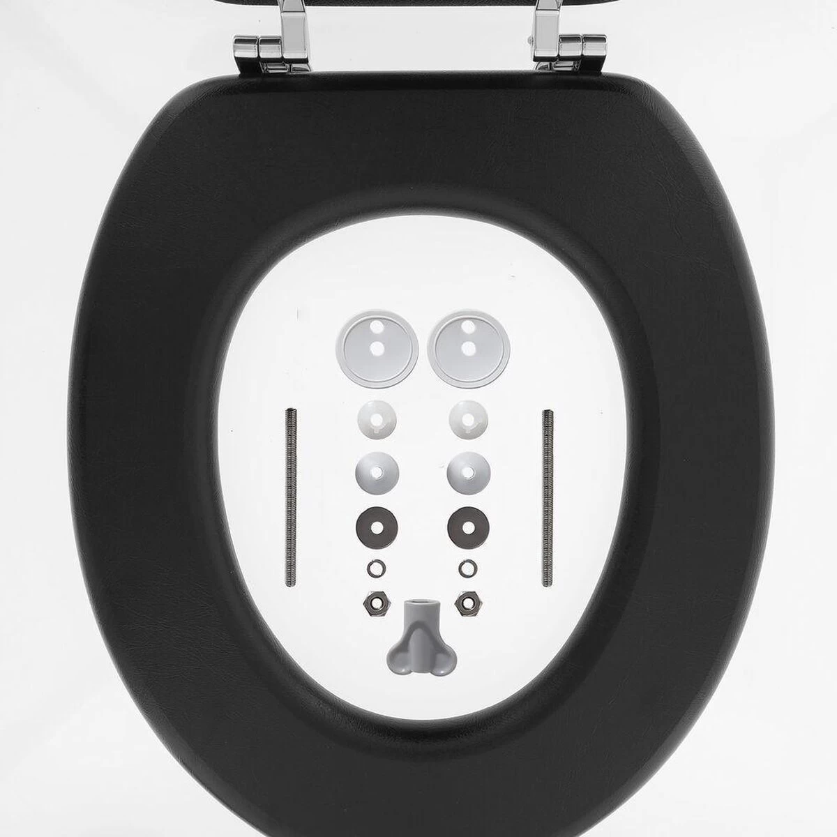 Tiger Leatherlook - Toiletbril - WC Bril - MDF - Zwart - Afbeelding 7