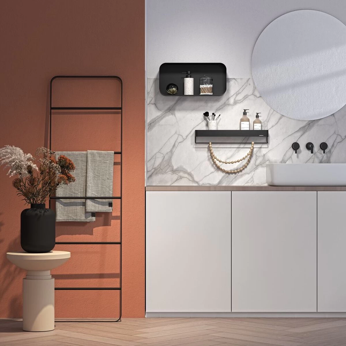 Sealskin Brix - Wandkubus Wandelement Wandrek - 12x50x24 Cm - Metaal - Zwart - Afbeelding 5