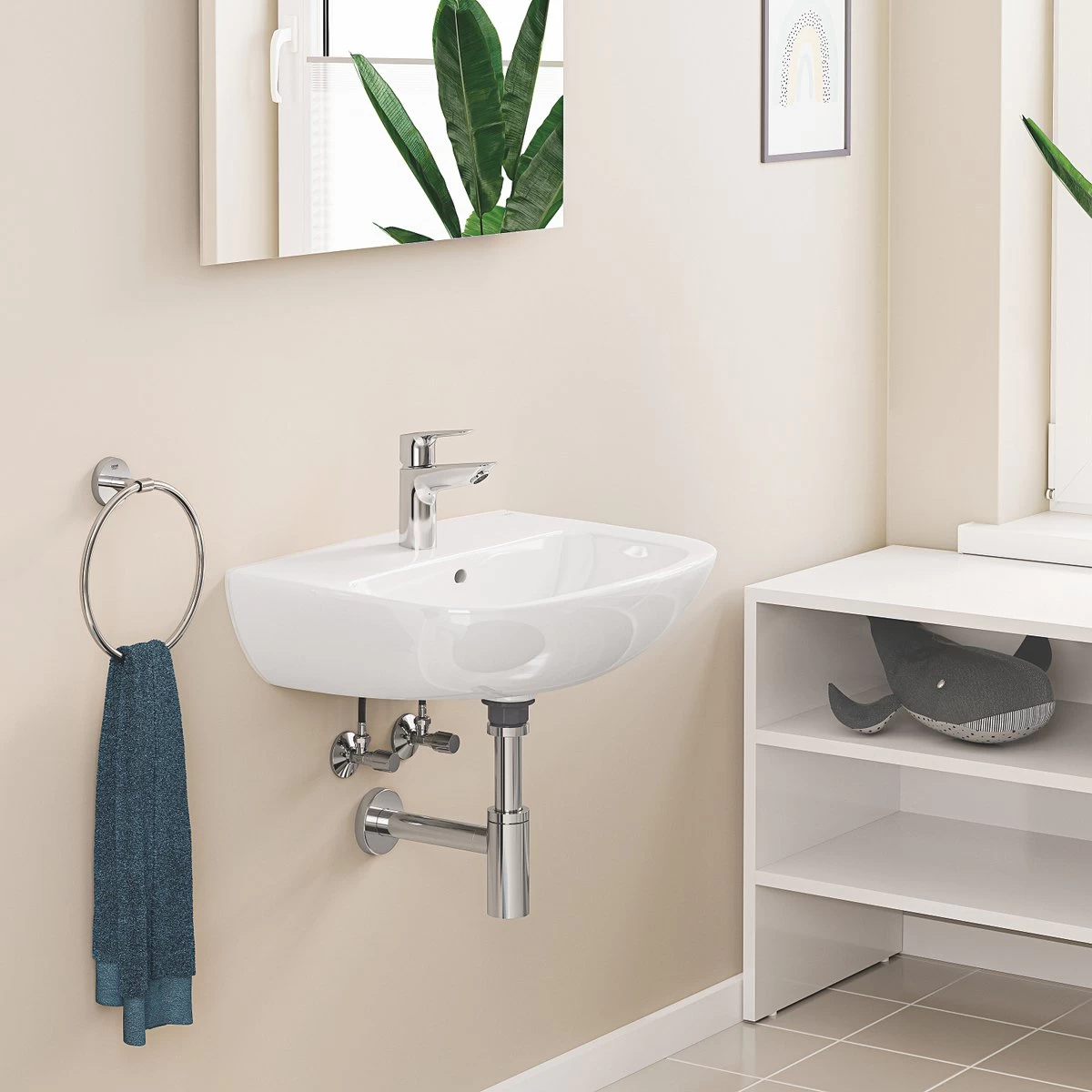 GROHE QuickFix Start Edge Wastafelkraan - Waterbesparend - Push Open Pop-up Waste - Chroom - Afbeelding 4
