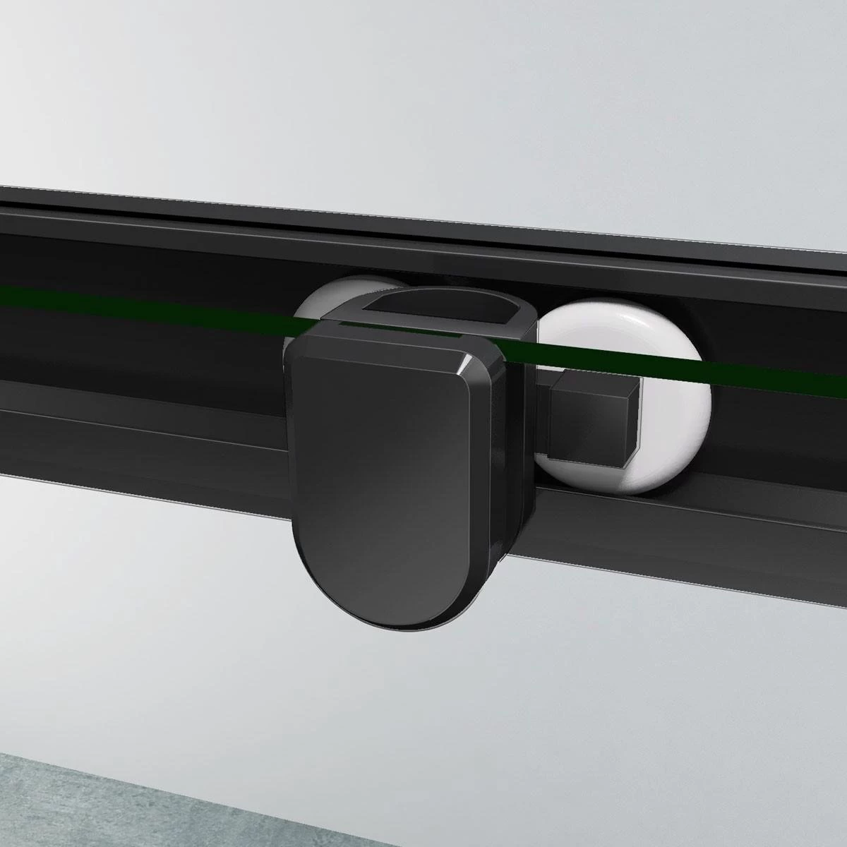 Merkloos Douchecabine - 90x90x200 - Kwartrond - Mat Zwart - Schuifdeur - Hoekinstap - Afbeelding 3