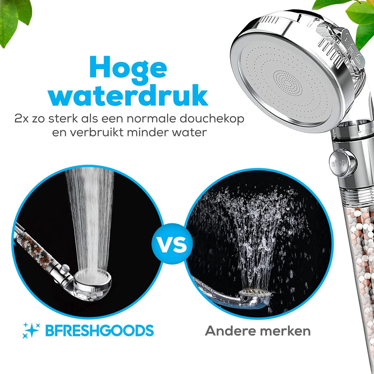 Waterbesparende Ionische Douchekop Met Slang En Houder - Handdouche - 3 Standen - Regendouche - Afbeelding 7