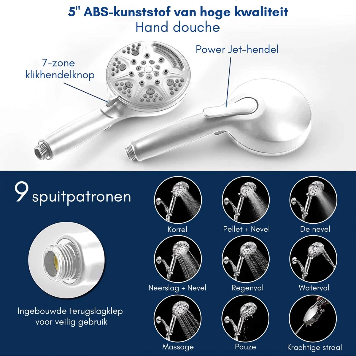 Salvano Douchekop - Waterbesparend - Regendouche - 9 Standen - Afbeelding 6