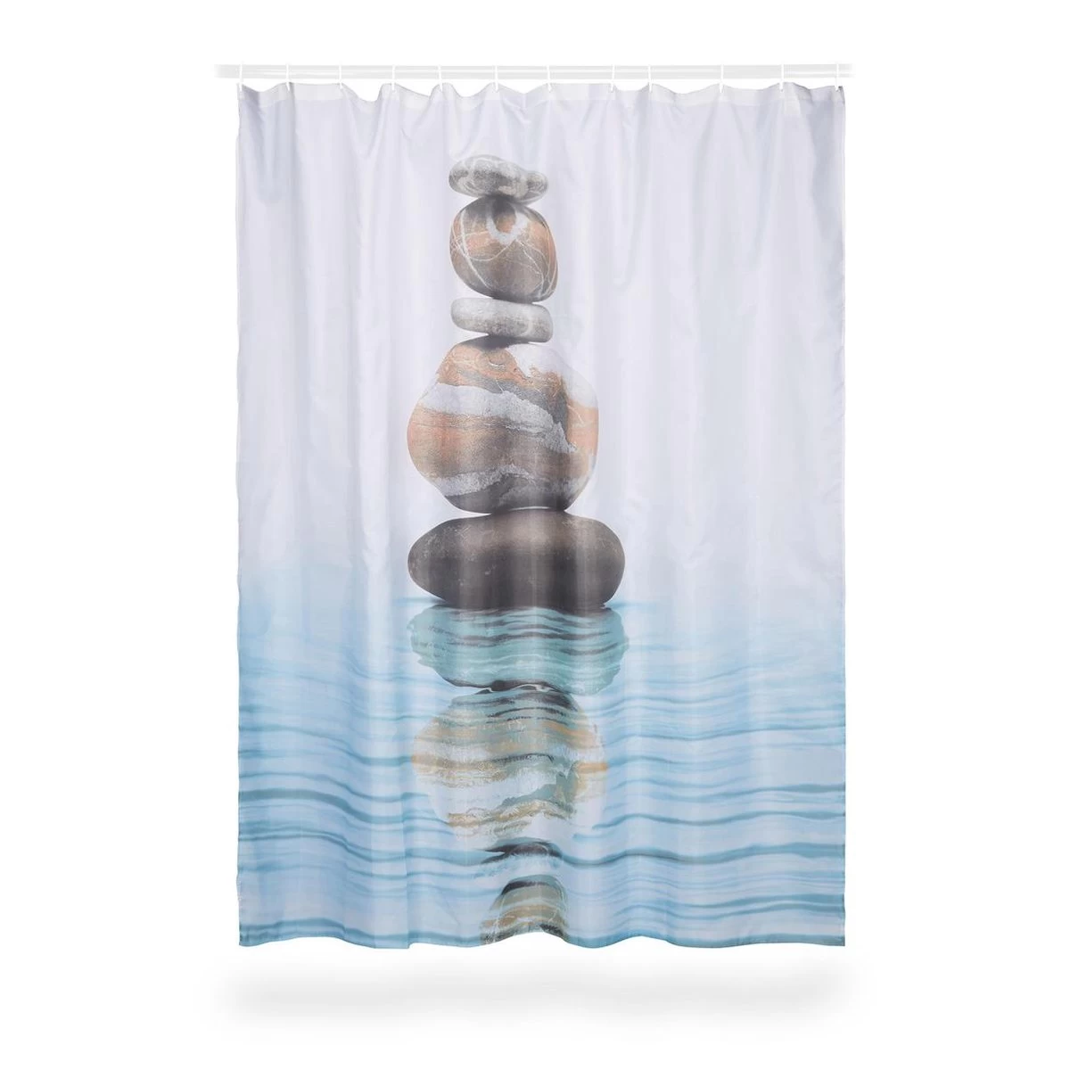 Relaxdays Douchegordijn Stenen Water 180 X 180 Cm - Anti-schimmel Badkamer Gordijn - Bad - Afbeelding 3