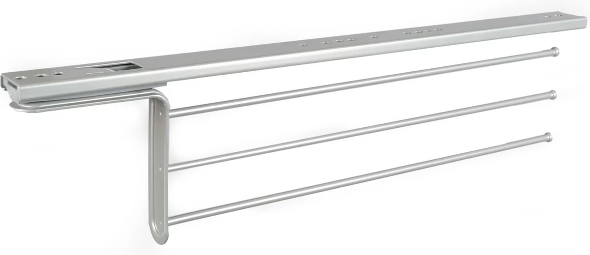 Eleganca Handdoekrek – Handdoekhouder – Handoekstang – Ideaal Voor In Keukenkastjes – Uittrekbaar – 39cm Tot 50cm – 3 Armen – Handdoekrek Badkamer – Inclusief Bevestigingsmateriaal – Handdoekhouder Keuken – Zilver - Afbeelding 4