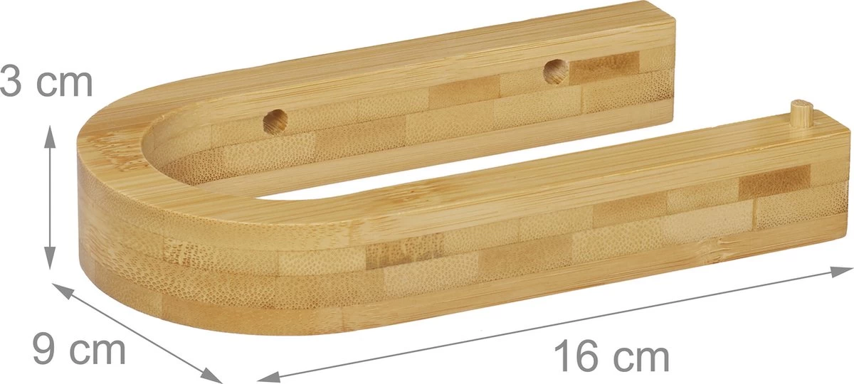 Relaxdays Toiletrolhouder Bamboe - Wc Rolhouder Zonder Boren - Closetrolhouder Muur Modern - Afbeelding 4