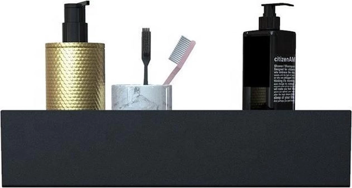 Doucherek Zwart - Shampoo Rek - RVS - Eenvoudig Te Monteren