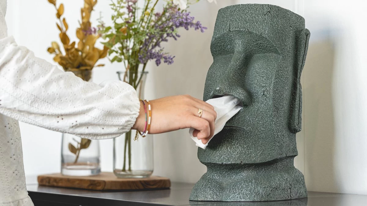 Rotary Hero® Moai - Tissue Box Houder Voor Zakdoeken Tissue Dispenser Cosmeticadoekjesbox - Voor Keuken Badkamer Slaapkamer - Rechthoekig - 18x19x31.5 Cm - Afbeelding 4