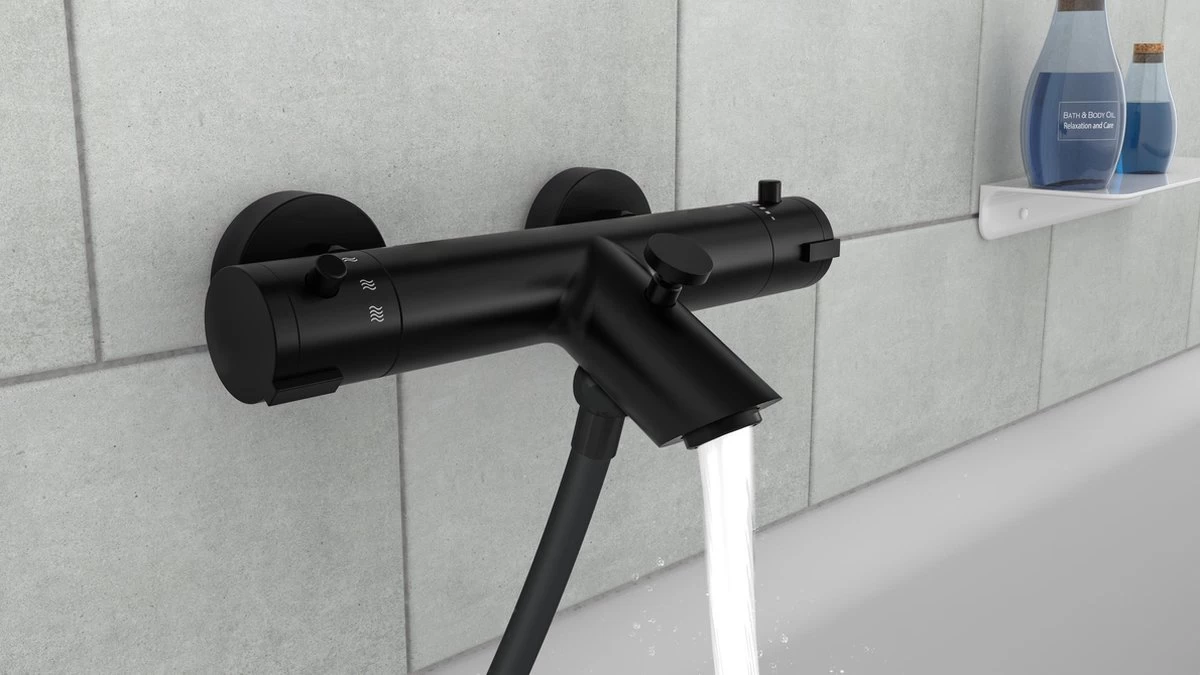 SCHÜTTE London Thermostatische Badkraan - Hartafstand 150 Mm - Zwart Mat - Afbeelding 3