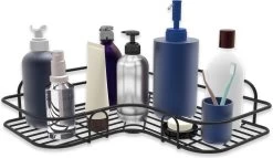 Via Fectio® Doucherek Zonder Boren - Badkameraccessoires - Hangend - Zwart - RVS - 26,5x26,5x6cm