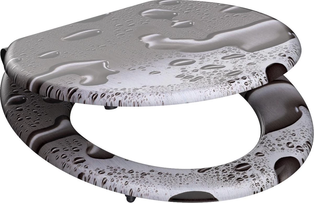 SCHÜTTE WC-Bril 80123 GREY STEEL - MDF-Hout - Soft Close - Verchroomde Scharnieren - Decor - 3-zijdige Print - Afbeelding 8