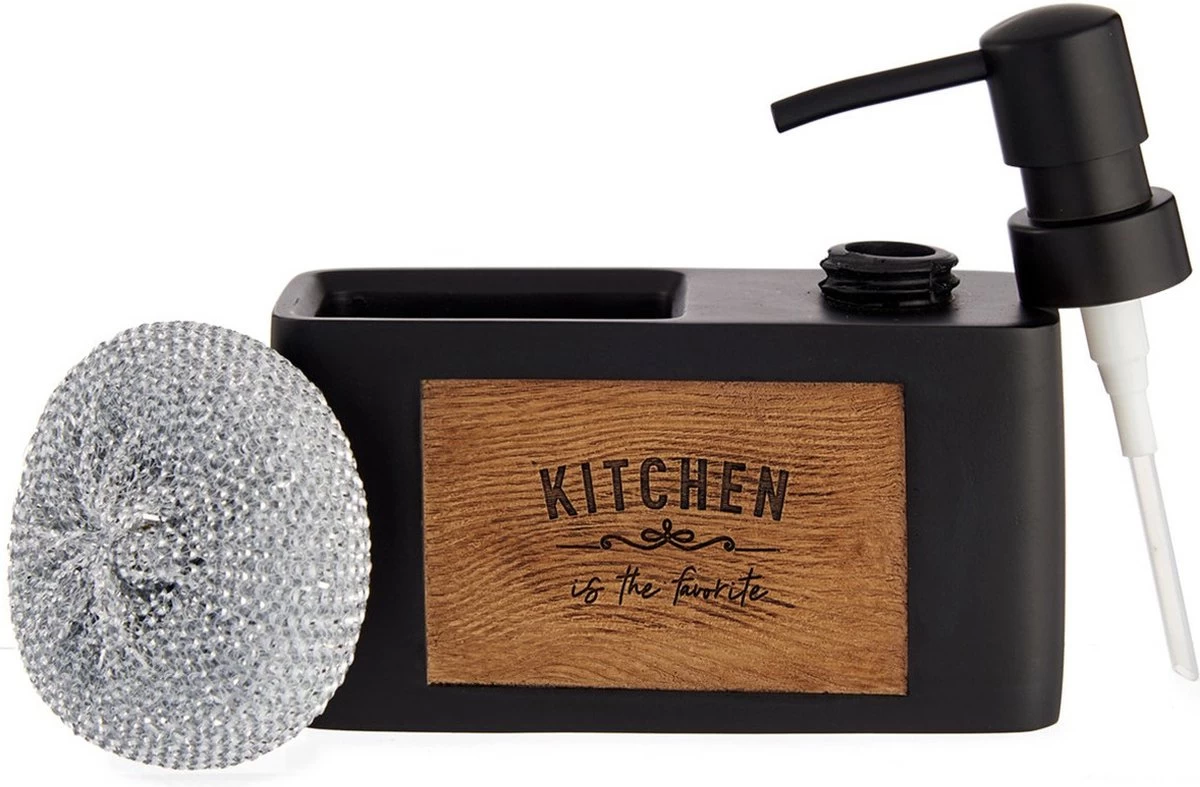 Arte Regal Zeeppompje Met Houder Kunststof/hout Zwart 15 X 6 X 13 Cm - Afbeelding 2