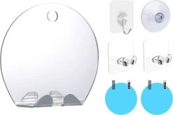 Deluqse Douchespiegel - Spiegel Zuignap - Rond - Reisspiegel - Douche Spiegel Anti-Condens - Anti-Condens Spiegel - Douchespiegel Met Zuignap - Met Scheermeshouder