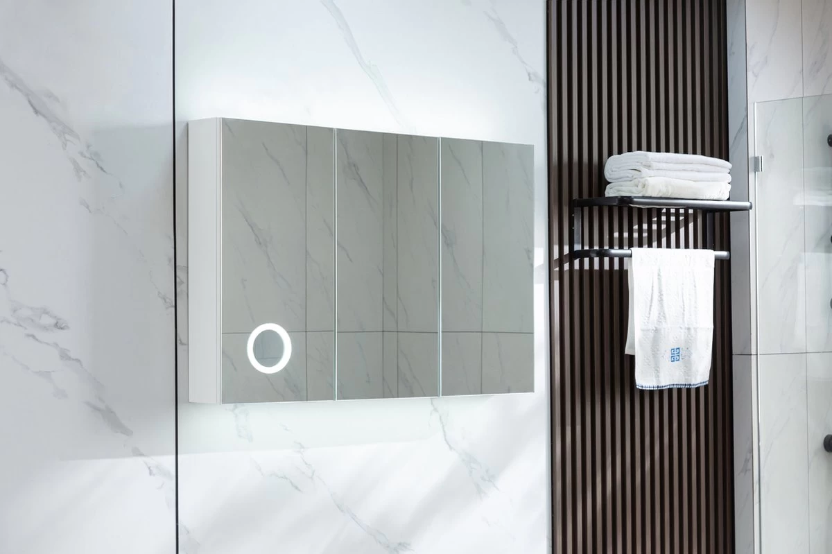 Merkloos Spiegelkast Badkamer - Spiegelkast - Badkamermeubel - Spiegelkast Met Verlichting - 100 X 70 Cm - Afbeelding 5