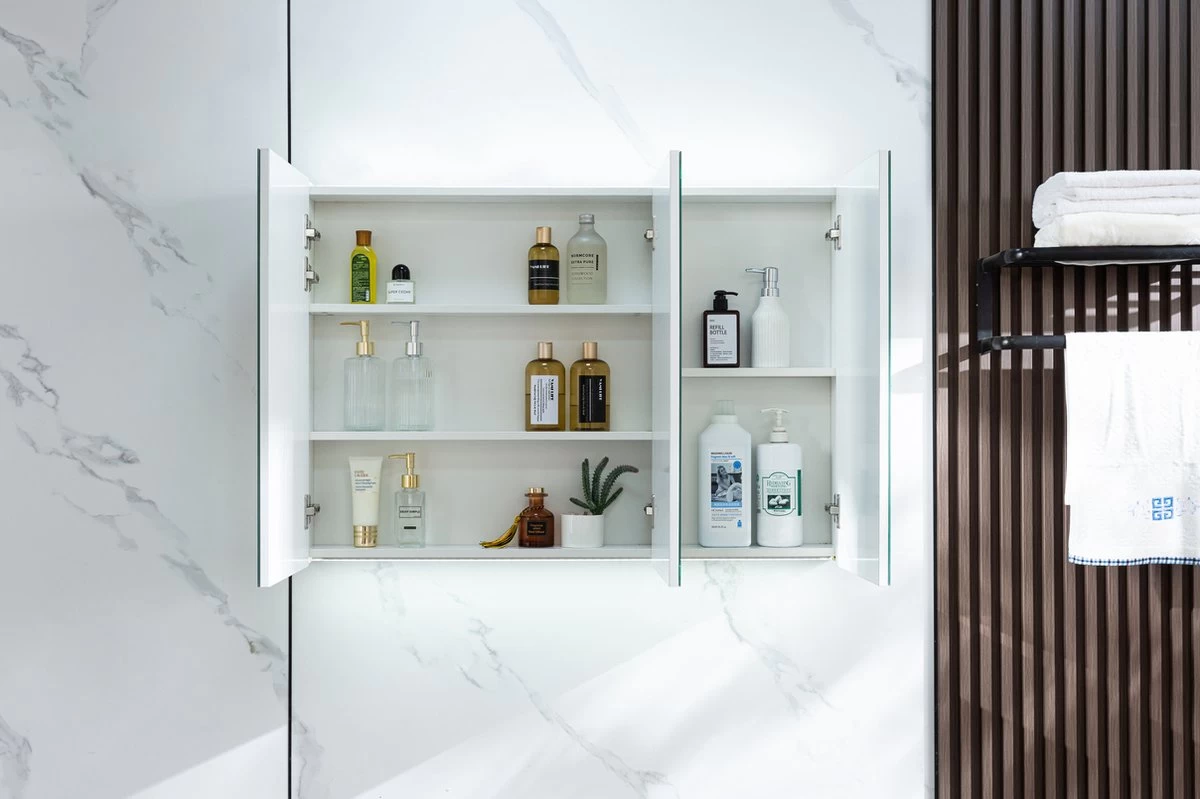 Merkloos Spiegelkast Badkamer - Spiegelkast - Badkamermeubel - Spiegelkast Met Verlichting - 100 X 70 Cm - Afbeelding 6