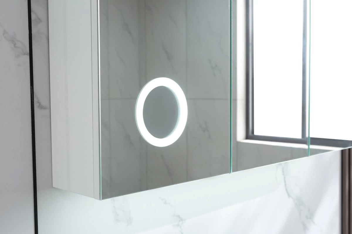 Merkloos Spiegelkast Badkamer - Spiegelkast - Badkamermeubel - Spiegelkast Met Verlichting - 100 X 70 Cm - Afbeelding 2