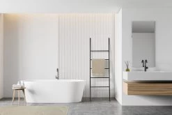 Lifa Bathing Handdoekladder - Multifunctionele Handdoekenrek - Zwarte Handdoekhouder - Staand - 5 Treden - Metaal - Voor Kleding, Handdoeken En Beddengoed - Badkamer, Keuken En Woonkamer - 50 X 160 Cm