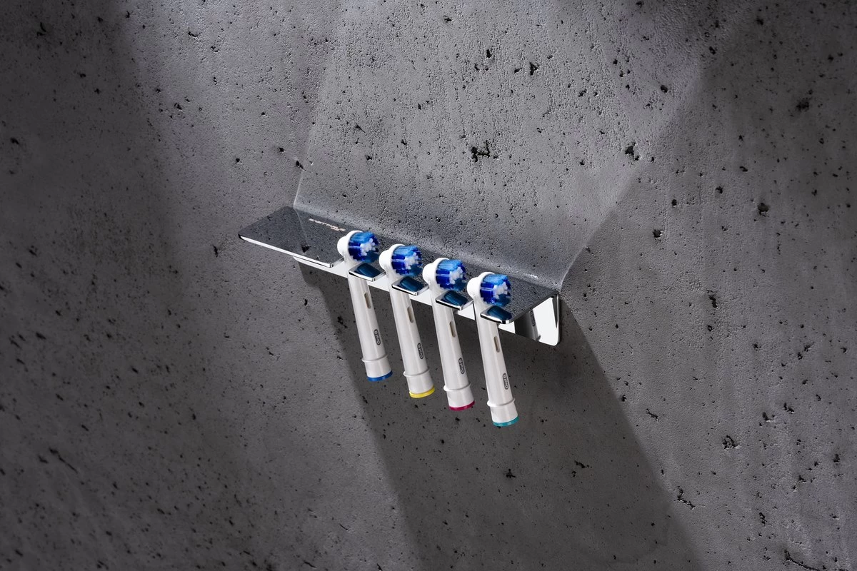 Sagittarius One 40S1 Tandenborstelhouder Chroom | Opzetborstelhouder Zonder Boren | Verchroomd Roestvrij Staal Tandenborstelhouder Hangend | Passend Voor Alle Grote Merken - Afbeelding 2