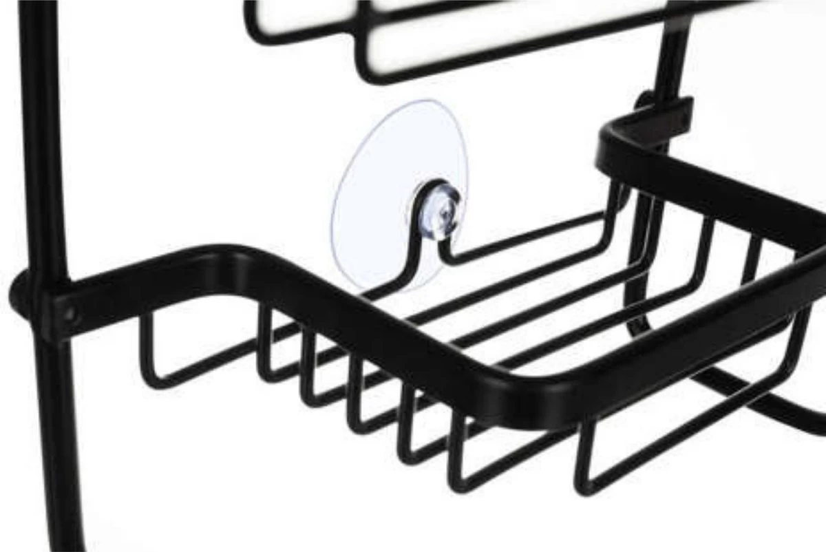 Recalma Doucherek 3 Laags - Monteren Zonder Boren - Zwart - Zuignap - Ook Voor Grote Flessen - Opbergrek Douche - 3 Etages - Afbeelding 6