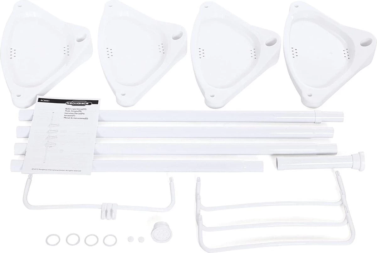 Hoppa! Telescopisch Doucherek Zonder Boren / Uitschuifbaar Douche Rek Van 85-305 Cm - Badopbergrek - Wit - Afbeelding 7