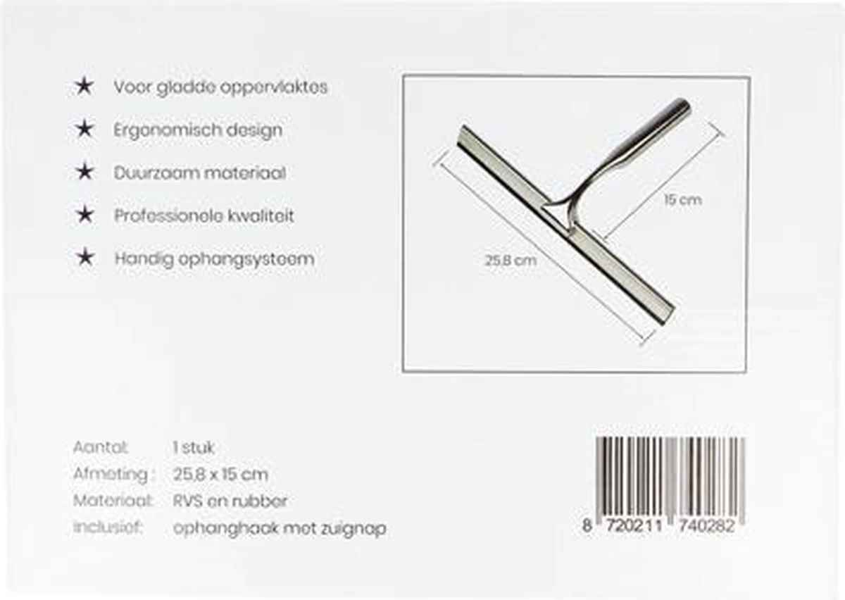 Aquafy Raamwisser RVS - Incl. Douchespons - Douchetrekker Voor Badkamer - Raamwisser Douche - Douchewisser RVS - Luxe Trekker Met Ophanghaak - Afbeelding 9