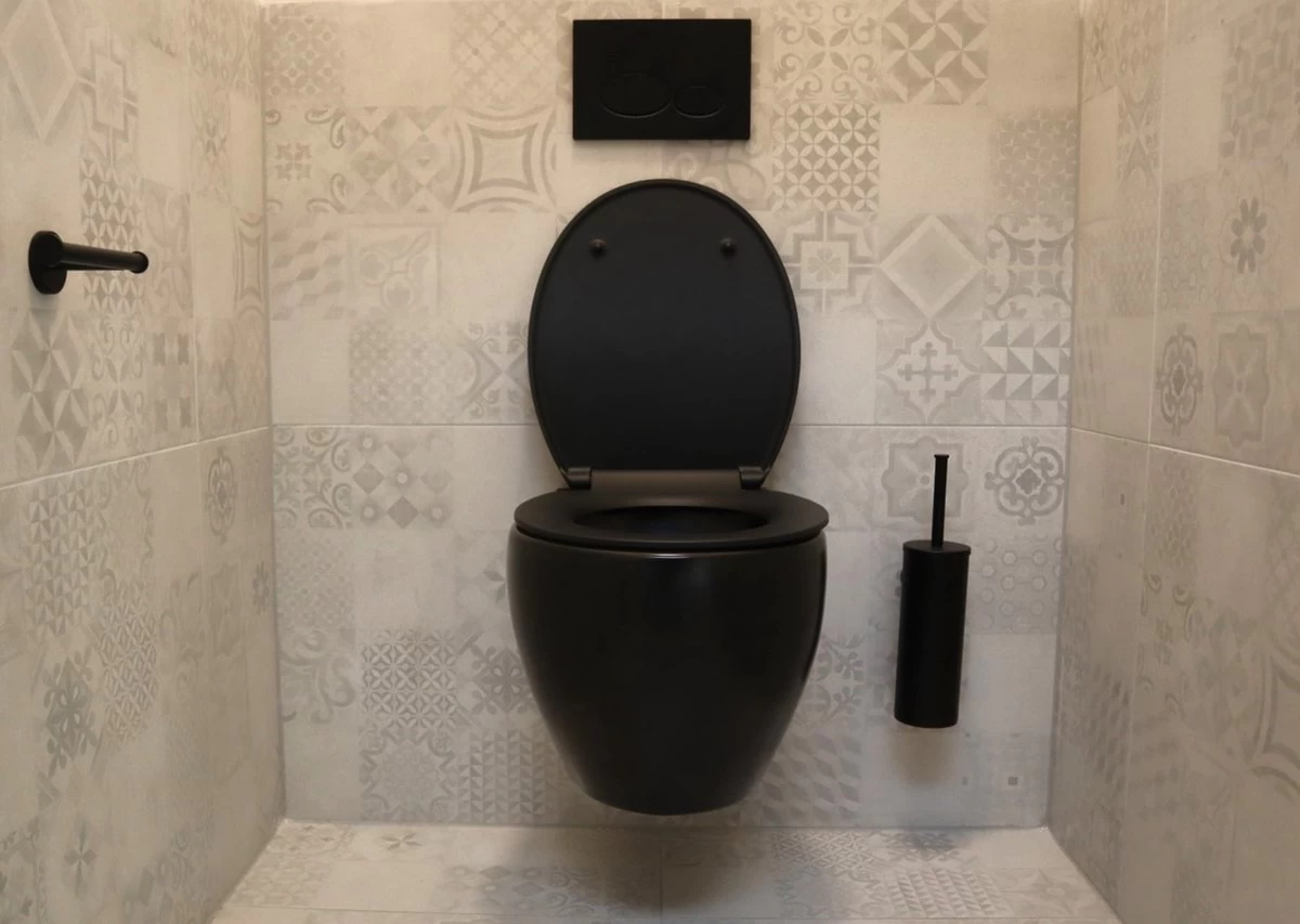 Viidako – Paskii Toiletpot – Mat Zwart – Design - Rimless – INCLUSIEF Softclose Zitting – Quick Release - Hangend/zwevend Toilet - Afbeelding 5