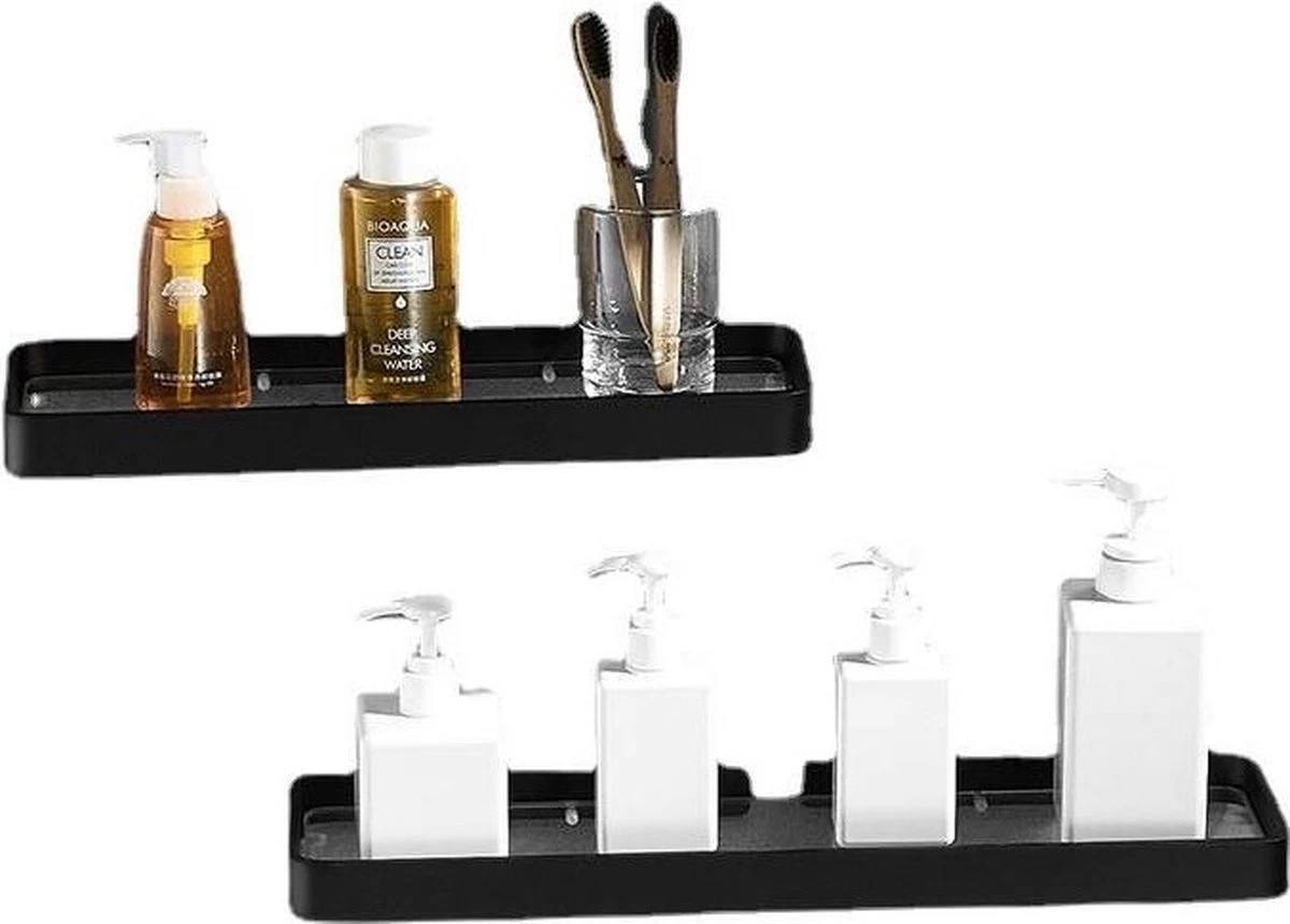 Planchet 45cm | Zwart | Badkamerplank | RVS | Metaal | Wastafel Glas | Zwevend | Wandplank Badkamer | Wastafel | Toilet | Wc | Hangende Plank | Hangend | Sanitair - Afbeelding 4