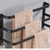 Handdoekrek Zwart - 3 Laags - Inclusief Montagemateriaal - Handdoekrek Badkamer - Handdoekstang