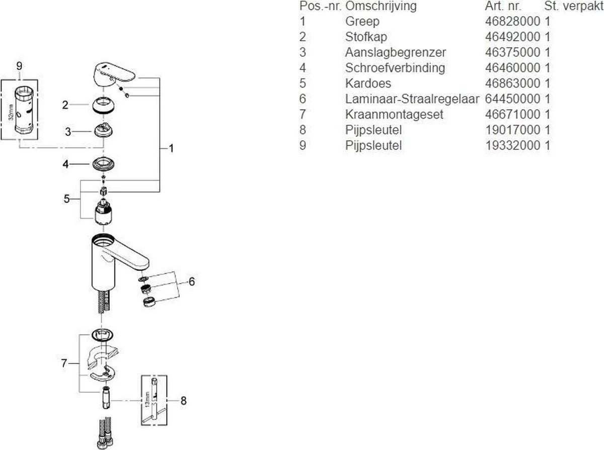 GROHE Eurosmart Cosmopolitan Wastafelkraan - Met EcoJoy - Zonder Waste - Chroom - 2339800E - Afbeelding 6