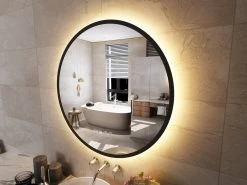 Viidako – Luxurii Badkamerspiegel – 3 Dimbare LED Standen - Anti Condens – Anti Corrosie Coating – Naadloos Frame – Mat Zwart – Met Digitale Klok