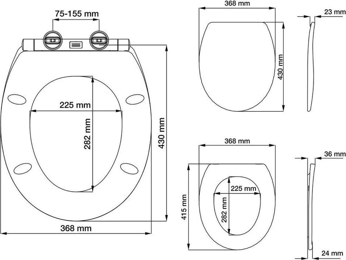 Tiger Boston - Toiletbril - WC Bril - Duroplast - Wit / RVS Geborsteld - Afbeelding 3