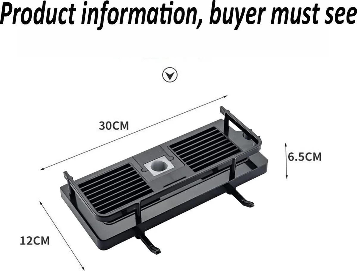 Merkloos Douchestang Opbergrek - Zonder Boren - Luxe - Zwart - Shampoohouder - Zeephouder - Opbergrek - Douche - Douchegelhouder - Afbeelding 2