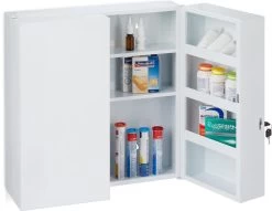 Relaxdays Medicijnkastje Afsluitbaar - Medicatiekastje - Badkamerkast Medicijnen - Wit