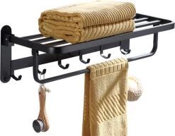 Handdoekrek – Handdoekenrek Badkamer – Badkamerrek – Doucherek – Handdoekhouder – Handdoekrek Badkamer – 60cm – Zwart