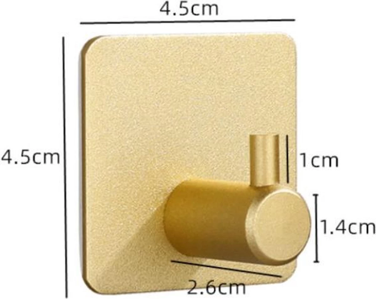 Merkloos Handdoekhaakjes 4 Set Zonder Boren - RVS - Goud - Vierkant Zelfklevend - Badjas - Theedoek Hanger Keuken Badkamer Handdoek Haakjes - Afbeelding 5