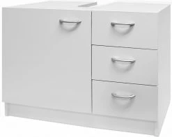 Deuba Badkamermeubel 3 Lades 63x54x30cm Wit Wastafelmeubel Onderkast